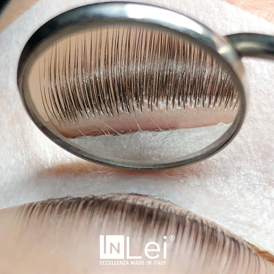 Lashes on a lash lift shield