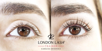 Lash filler before and after side by side